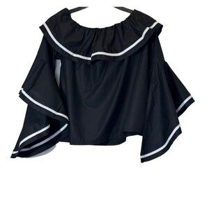 Women's  Black | White Off Shoulder Top Size L
